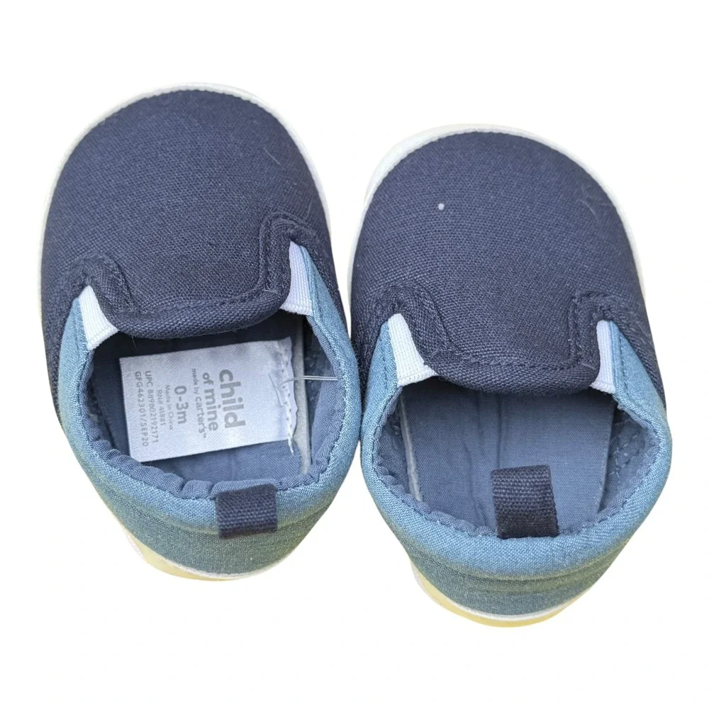 Nautical Child of Mine Slip On Shoes 0-3M Navy Blue Canvas Sneakers Soft Sole